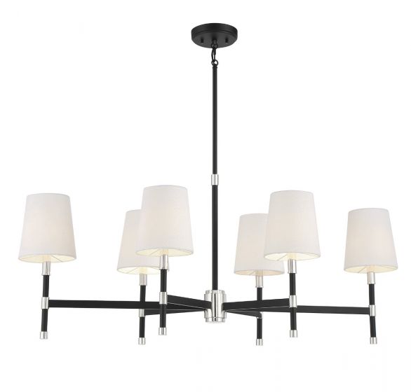 Essentials Brody Chandelier Chandeliers Essentials Matte Black with Polished Nickel Accents 6 