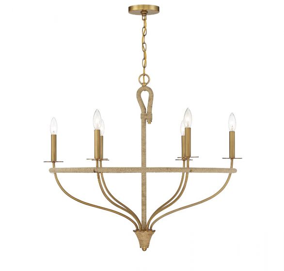 Savoy House Charter Chandelier Chandeliers Savoy House Warm Brass and Rope 6 