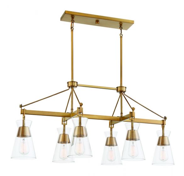 Essentials Lakewood Chandelier Chandeliers Essentials Warm Brass 6 