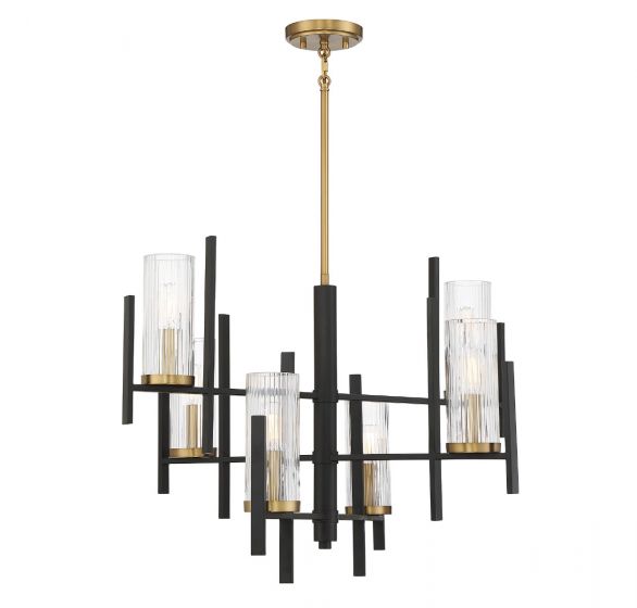 Savoy House Midland Chandelier Chandeliers Savoy House Matte Black with Warm Brass Accents 6 