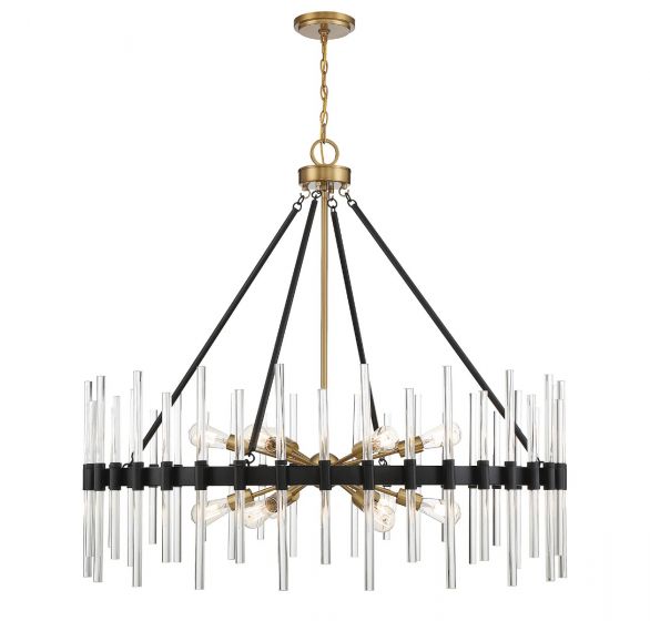 Savoy House Santiago Chandelier Chandeliers Savoy House Matte Black with Warm Brass Accents 12 