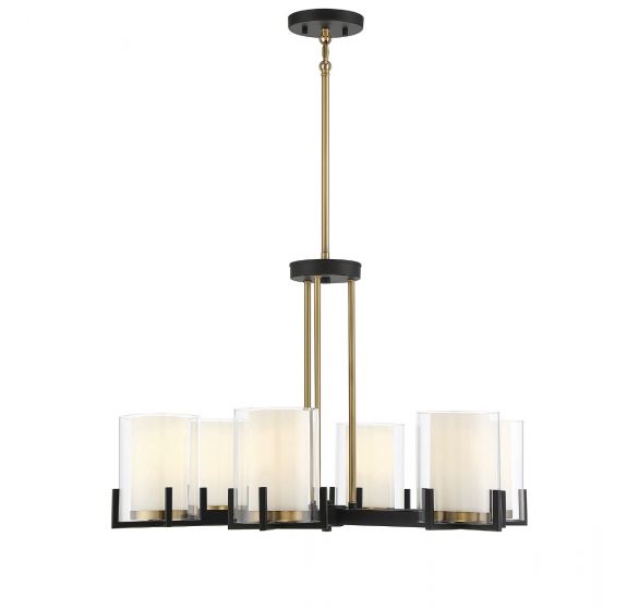 Savoy House Eaton Chandelier Chandeliers Savoy House Matte Black with Warm Brass Accents 6 