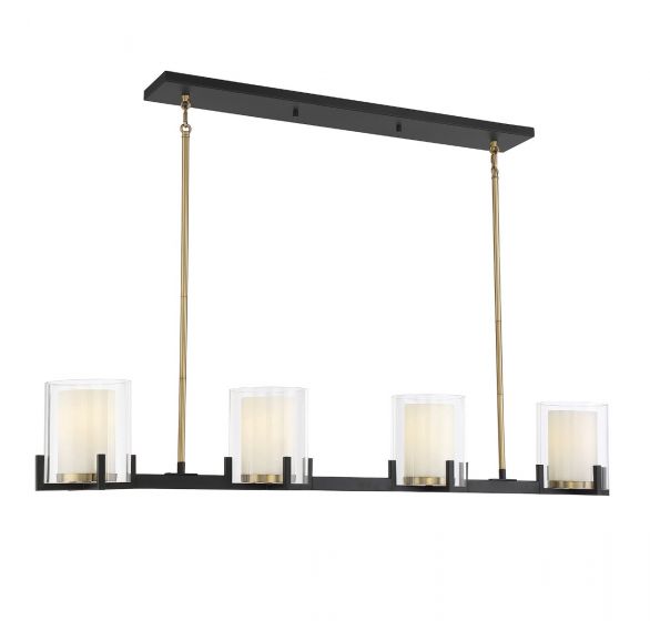 Savoy House Eaton Chandelier Chandeliers Savoy House Matte Black with Warm Brass Accents 4 