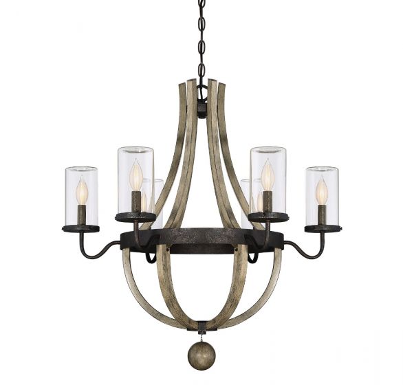 Savoy House Eden Outdoor | Chandelier Outdoor Hanging Lights Savoy House 29x29x30.5 Wood Clear Glass