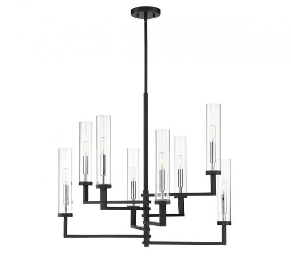 Savoy House Folsom Chandelier Chandeliers Savoy House Matte Black with Polished Chrome Accents 8 