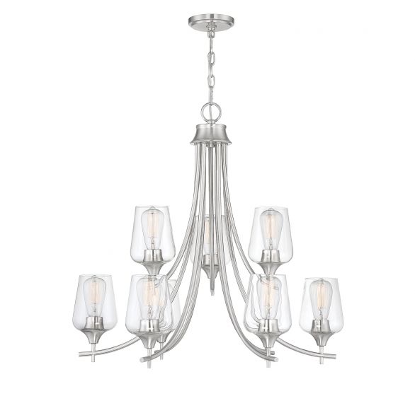 Essentials Octave Chandelier Chandeliers Essentials Satin Nickel 9 