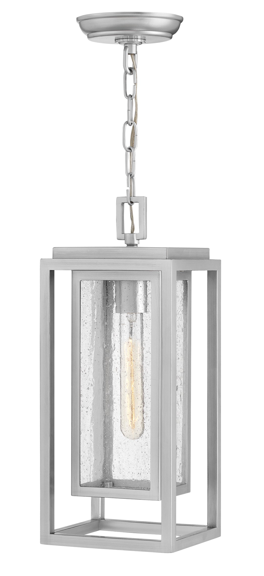 Hinkley Republic Outdoor Hanging Light Medium Hanging Lantern Satin Nickel 1002SI-LL