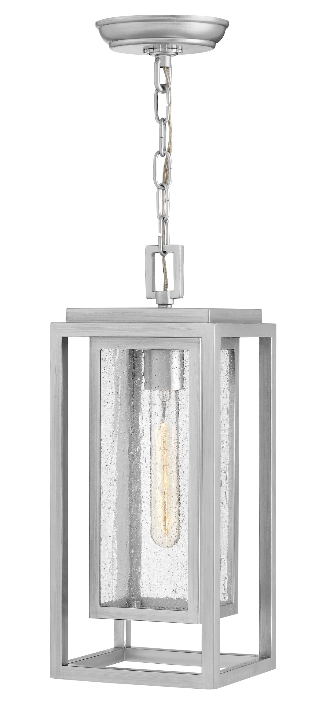 Hinkley Republic Outdoor Hanging Light Medium Hanging Lantern Satin Nickel 1002SI