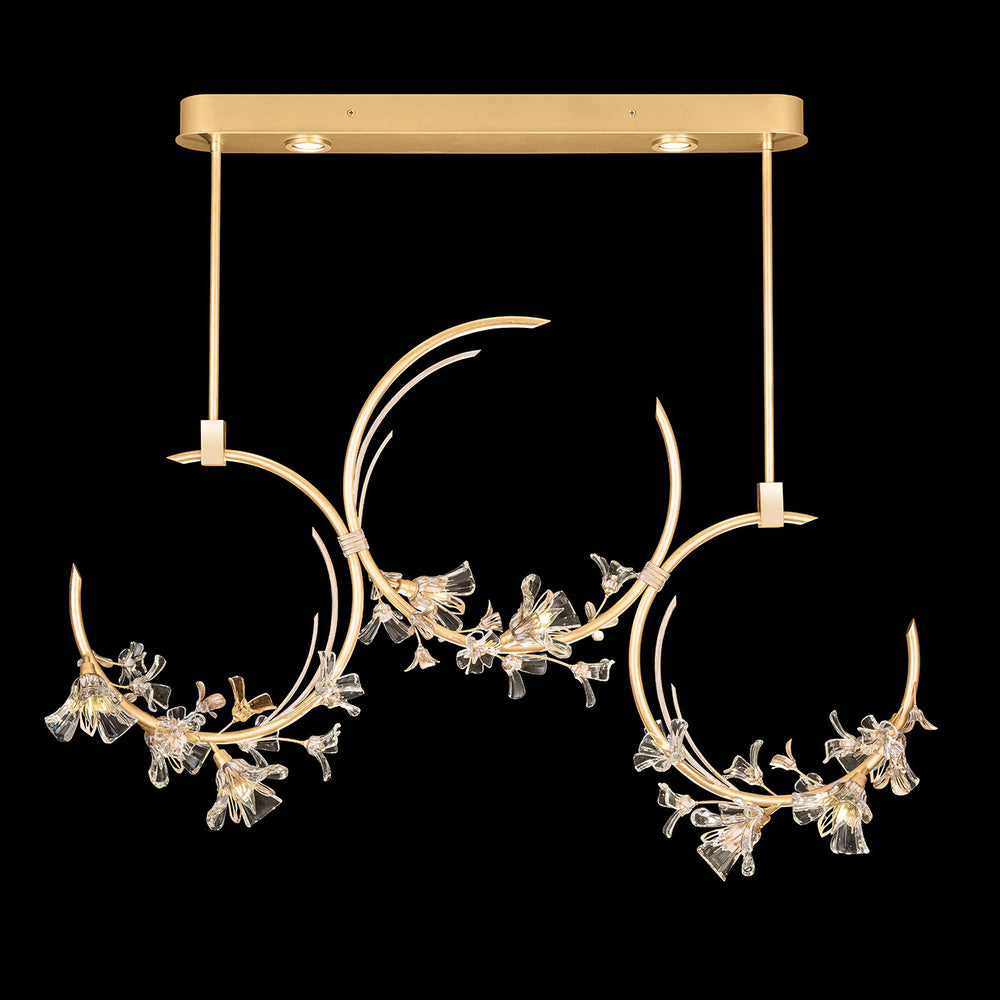 Fine Art Handcrafted Lighting Azu 55"W Linear Pendant in Gold Leaf with White and Gold Details (915340-2ST)