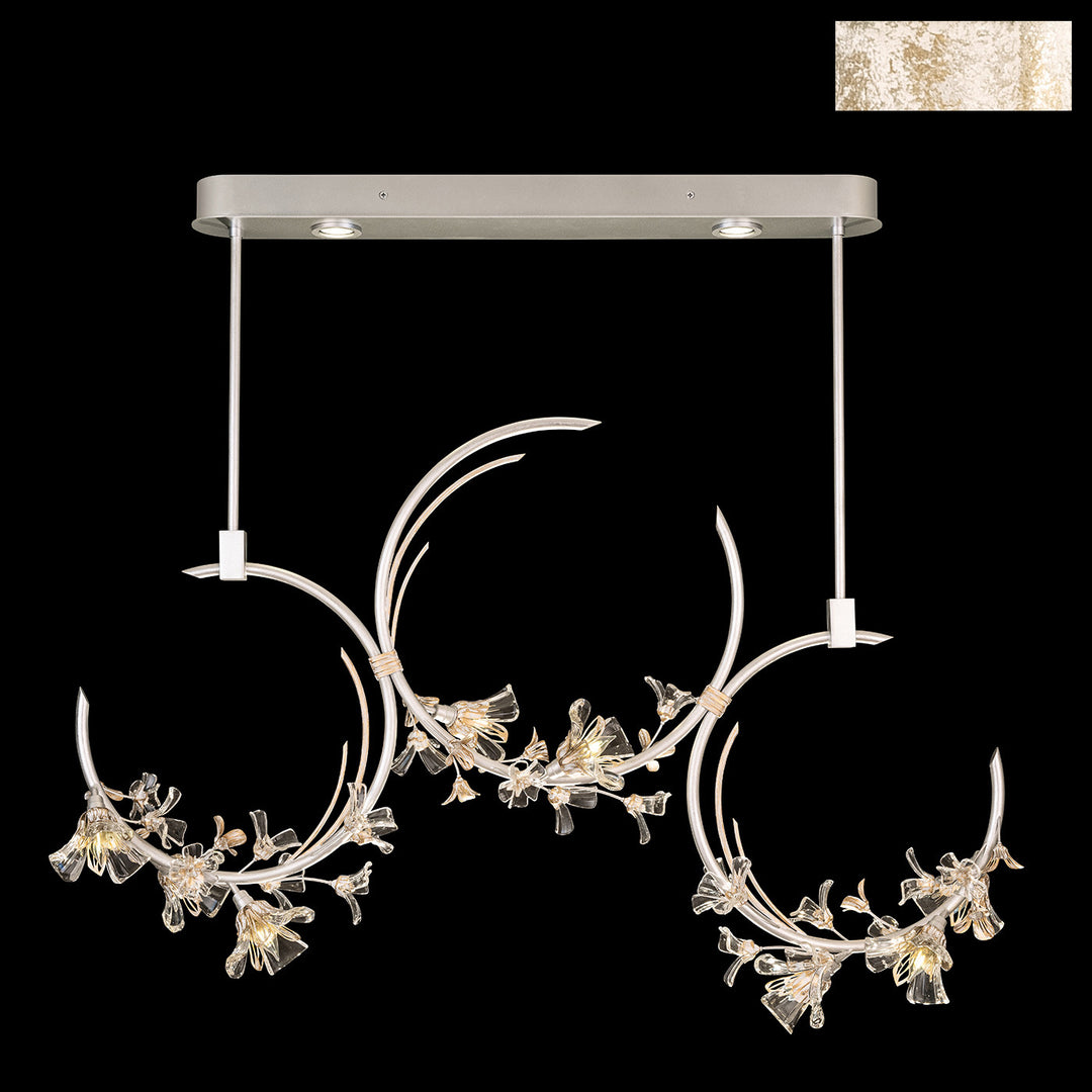Fine Art Handcrafted Lighting Azu 55"W Linear Pendant in White Gesso with White and Gold Details (915340-3ST)