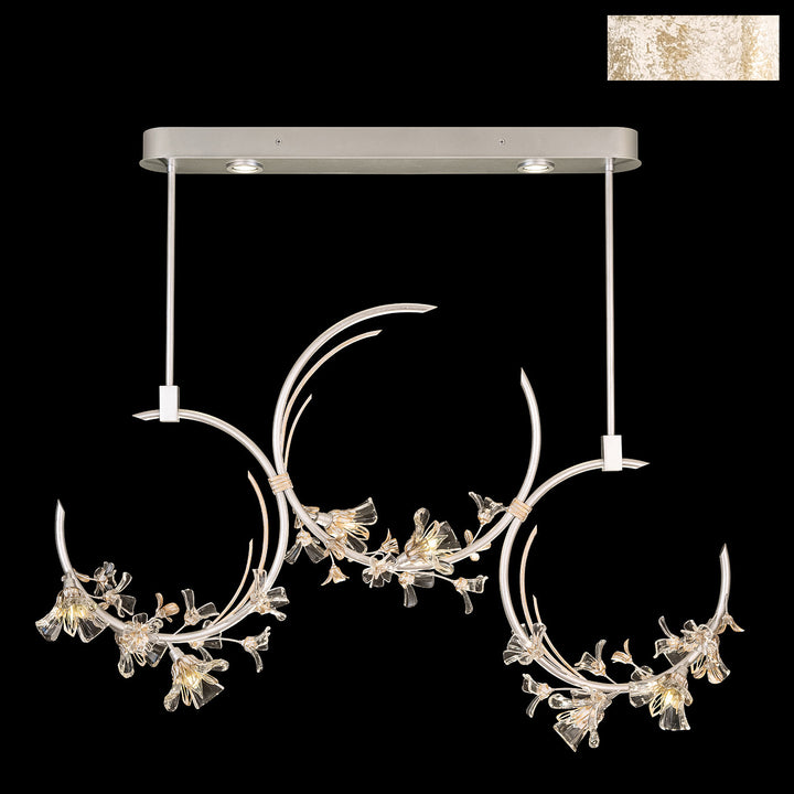 Fine Art Handcrafted Lighting Azu 55"W Linear Pendant in White Gesso with White and Gold Details (915340-3ST)