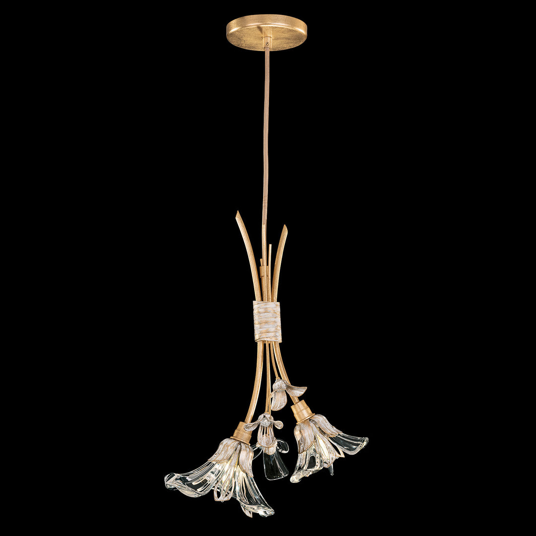Fine Art Handcrafted Lighting Azu 11"W Round Drop Light in Gold Leaf with White and Gold Details (916740-2ST)