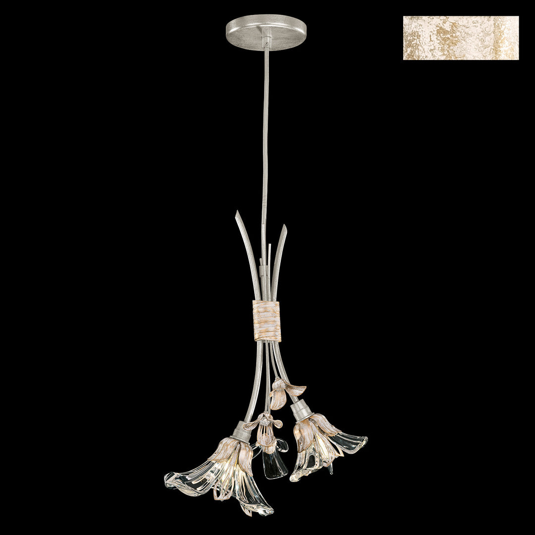 Fine Art Handcrafted Lighting Azu 11"W Round Drop Light in White Gesso with White and Gold Details (916740-3ST)