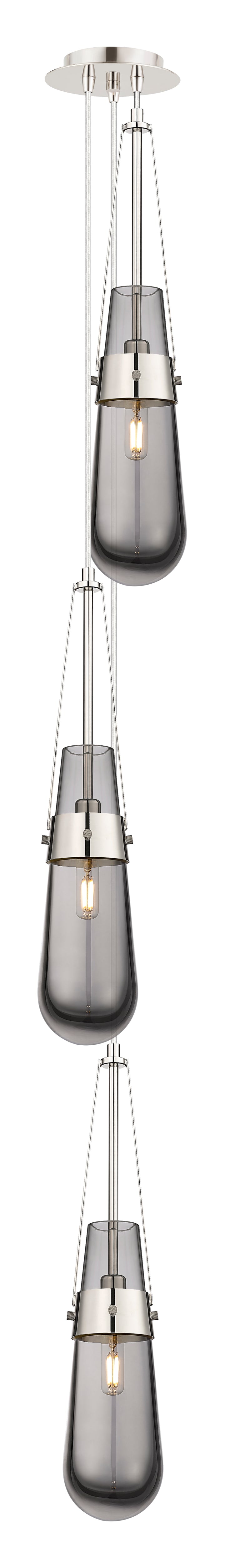 Innovations Lighting Milan 4" Multi Pendant - Polished Nickel Pendants Innovations Lighting Light Smoke ; Glass Type: Smoked  