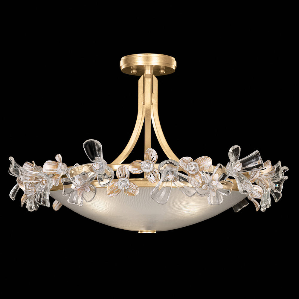 Fine Art Handcrafted Lighting Azu 25.25"W Flush Mount in Gold Leaf with White and Gold Details (915540-2ST)