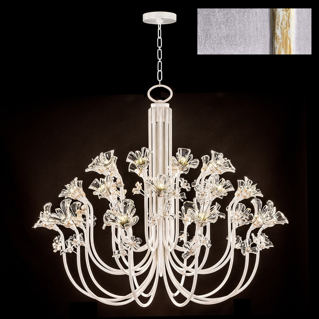 Fine Art Handcrafted Lighting Azu 56.5"W Round Chandelier in Silver Leaf with White and Gold Details (918640-1ST)