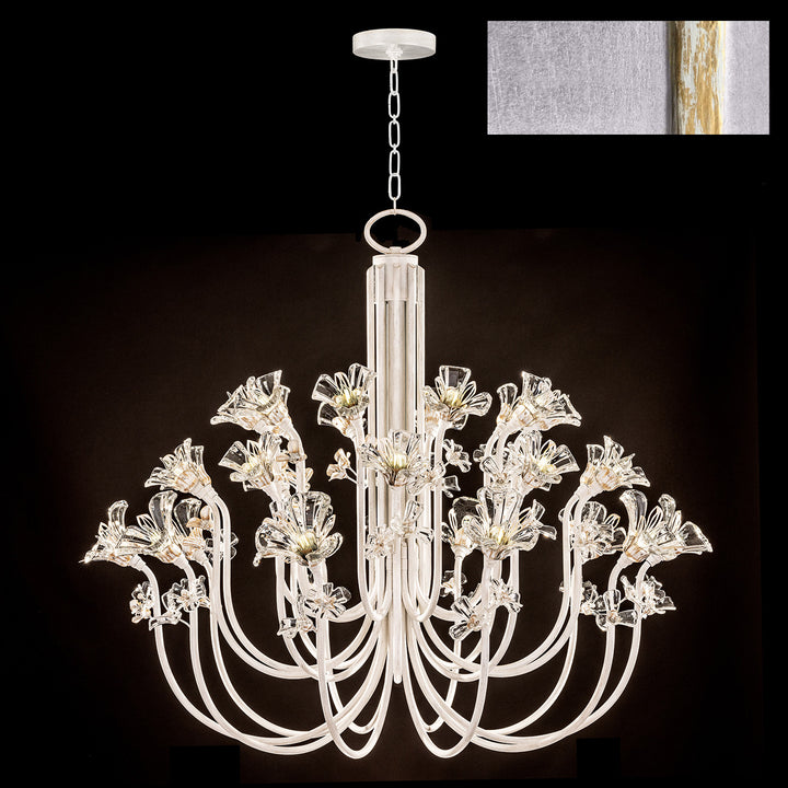 Fine Art Handcrafted Lighting Azu 56.5"W Round Chandelier in Silver Leaf with White and Gold Details (918640-1ST)