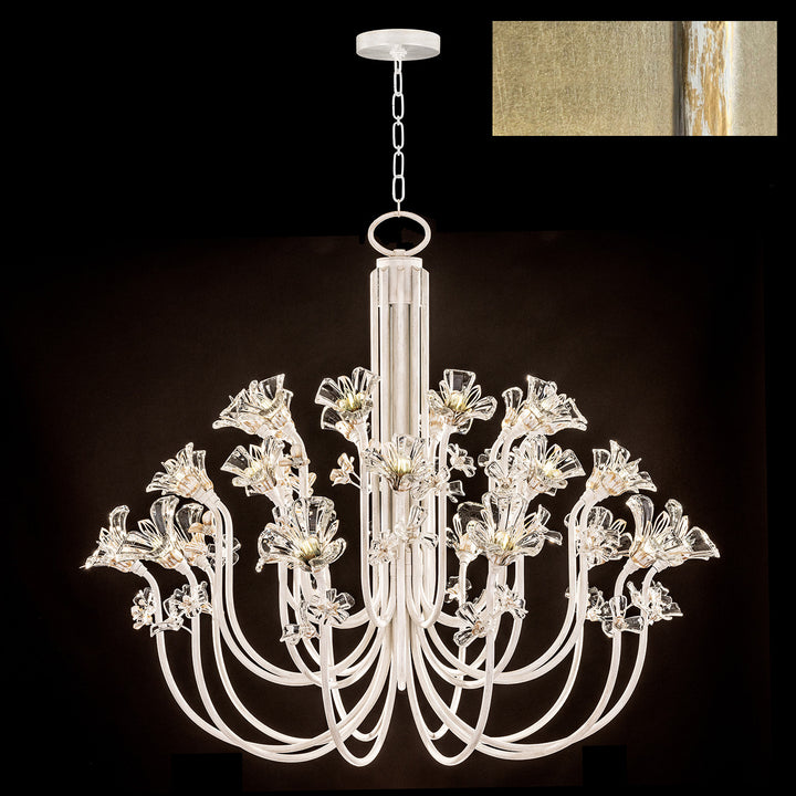 Fine Art Handcrafted Lighting Azu 56.5"W Round Chandelier in Gold Leaf with White and Gold Details (918640-2ST)