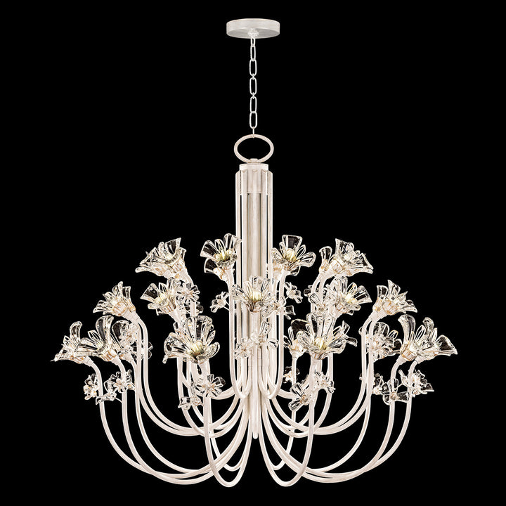 Fine Art Handcrafted Lighting Azu 56.5"W Round Chandelier in White Gesso with White and Gold Details (918640-3ST)