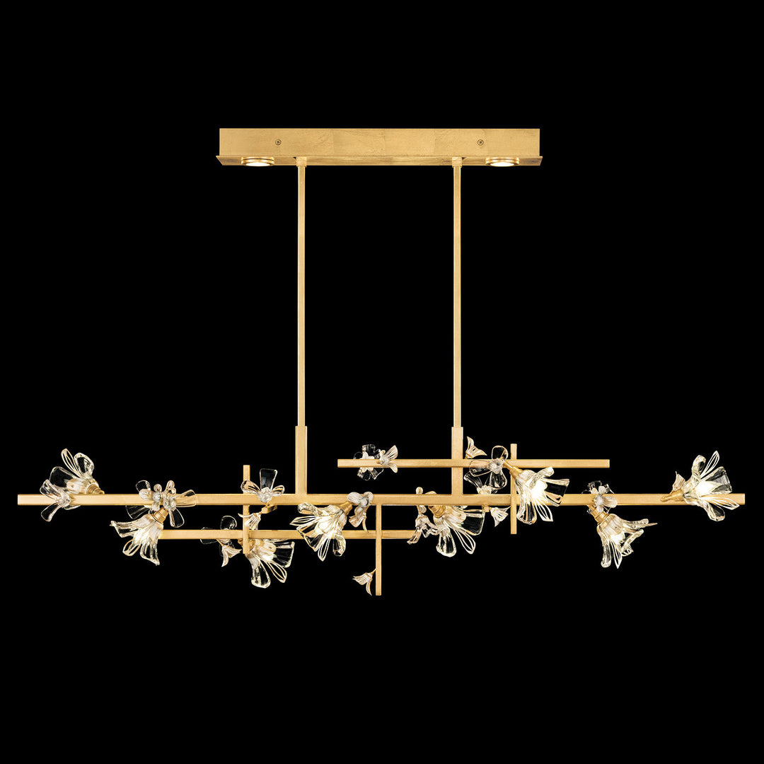 Fine Art Handcrafted Lighting Azu 65"W Linear Pendant in Gold Leaf with White and Gold Details (918740-2ST)