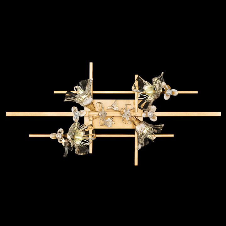 Fine Art Handcrafted Lighting Azu 35"W Flush Mount in Gold Leaf with White and Gold Details (919640-2ST)