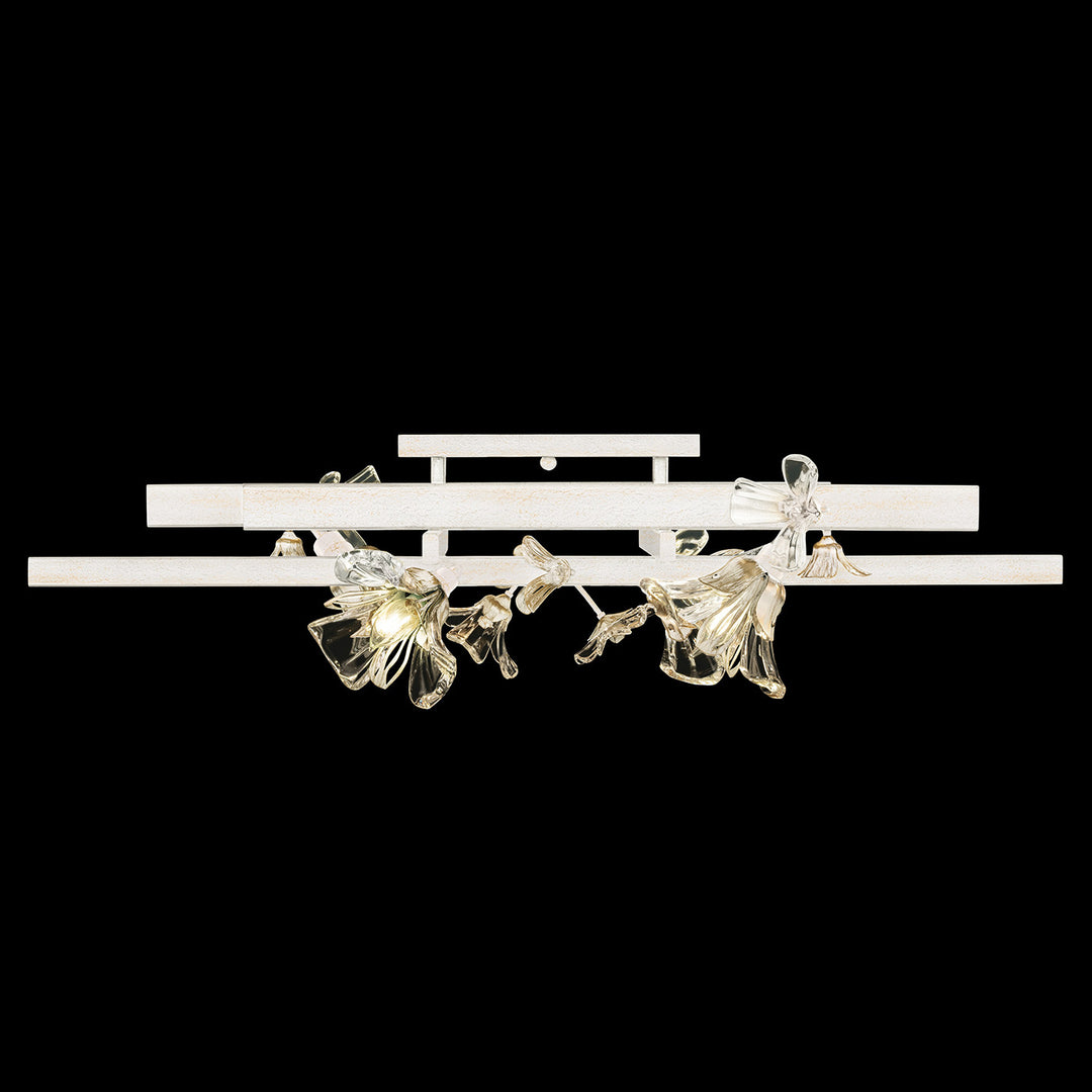 Fine Art Handcrafted Lighting Azu 35"W Flush Mount in White Gesso with White and Gold Details (919640-3ST)