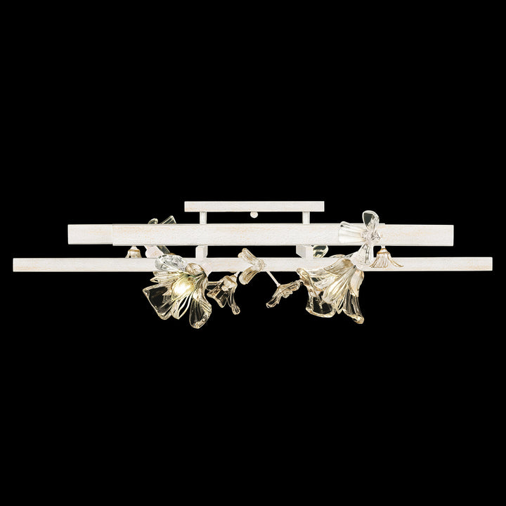 Fine Art Handcrafted Lighting Azu 35"W Flush Mount in White Gesso with White and Gold Details (919640-3ST)