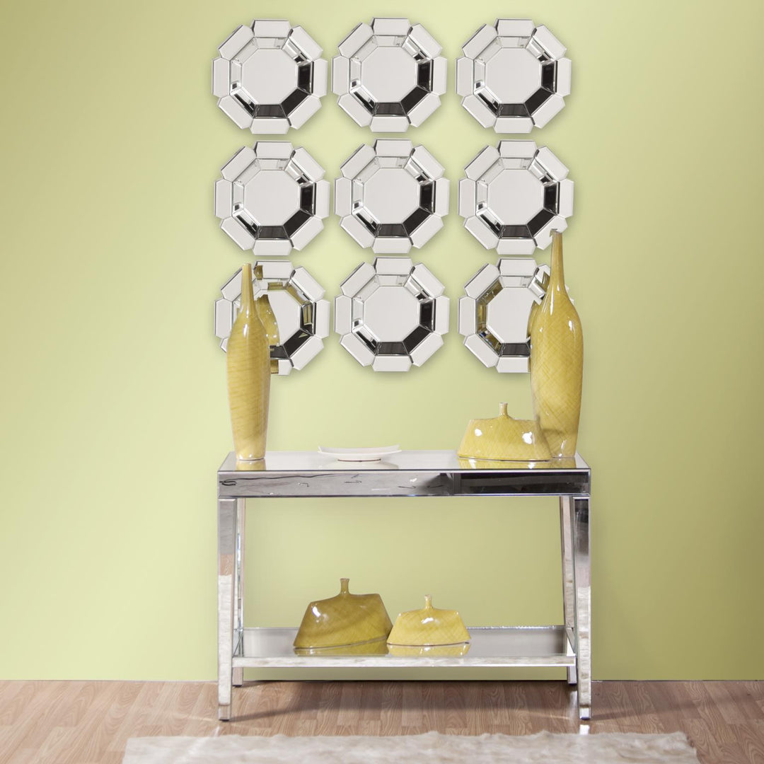 Howard Elliott Collection Mirrored Console Table with a Bottom Shelf