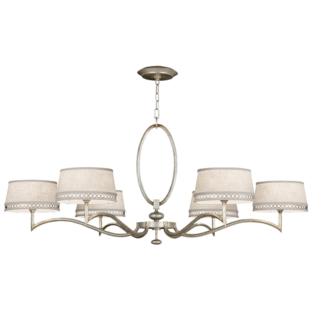 Fine Art Handcrafted Lighting Allegretto 51"W Round Chandelier in Silver Leaf with Brown Highlights w/White Fabric Shades (771740ST)