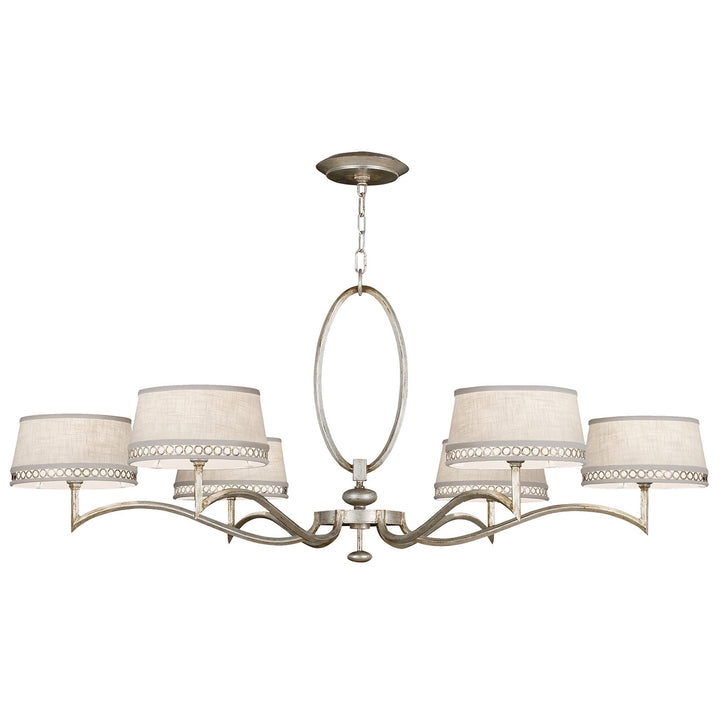 Fine Art Handcrafted Lighting Allegretto 51"W Round Chandelier in Silver Leaf with Brown Highlights w/White Fabric Shades (771740ST)