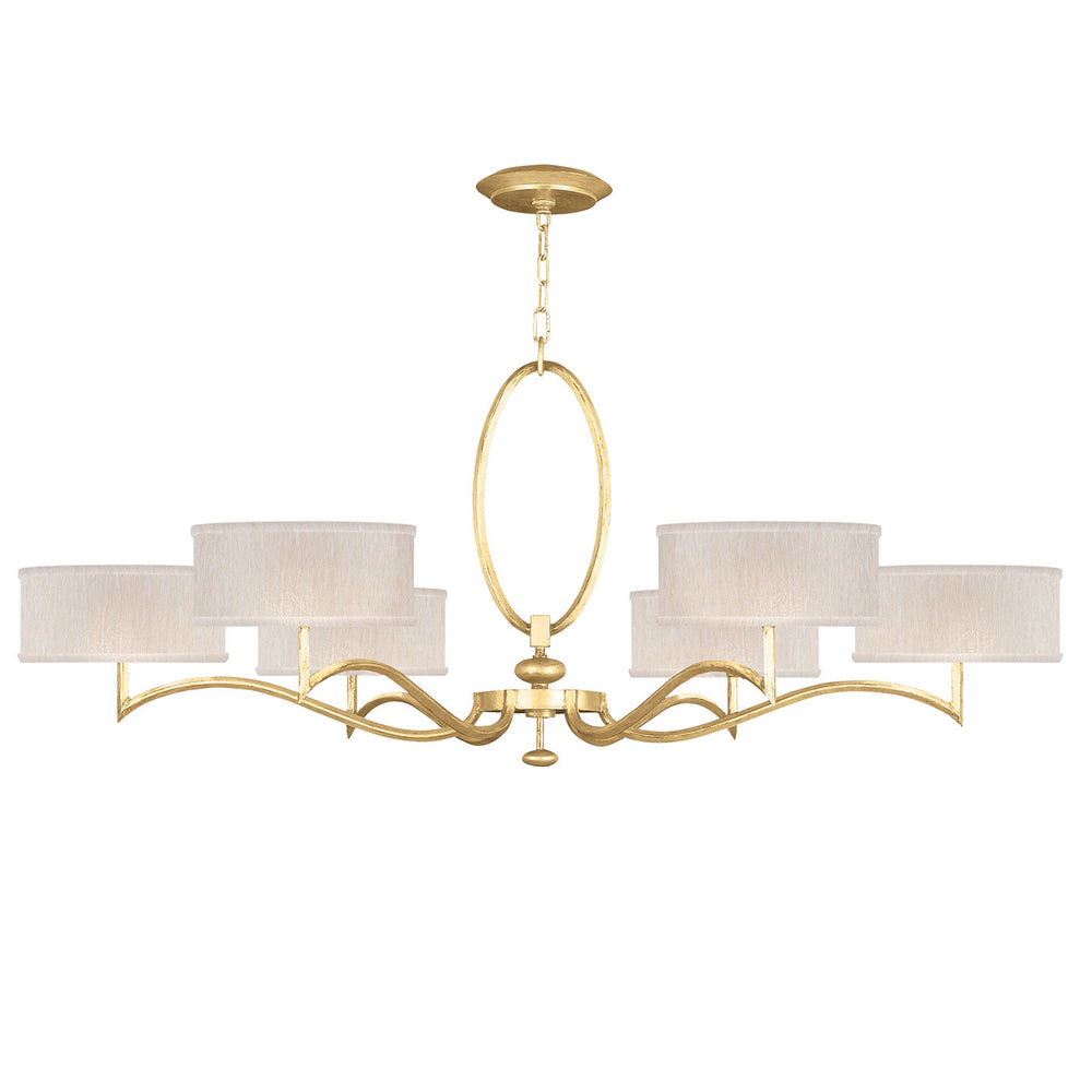Fine Art Handcrafted Lighting Allegretto 51"W Round Chandelier in Standard Gold Leaf w/Champagne Fabric Shades (771740-SF33)