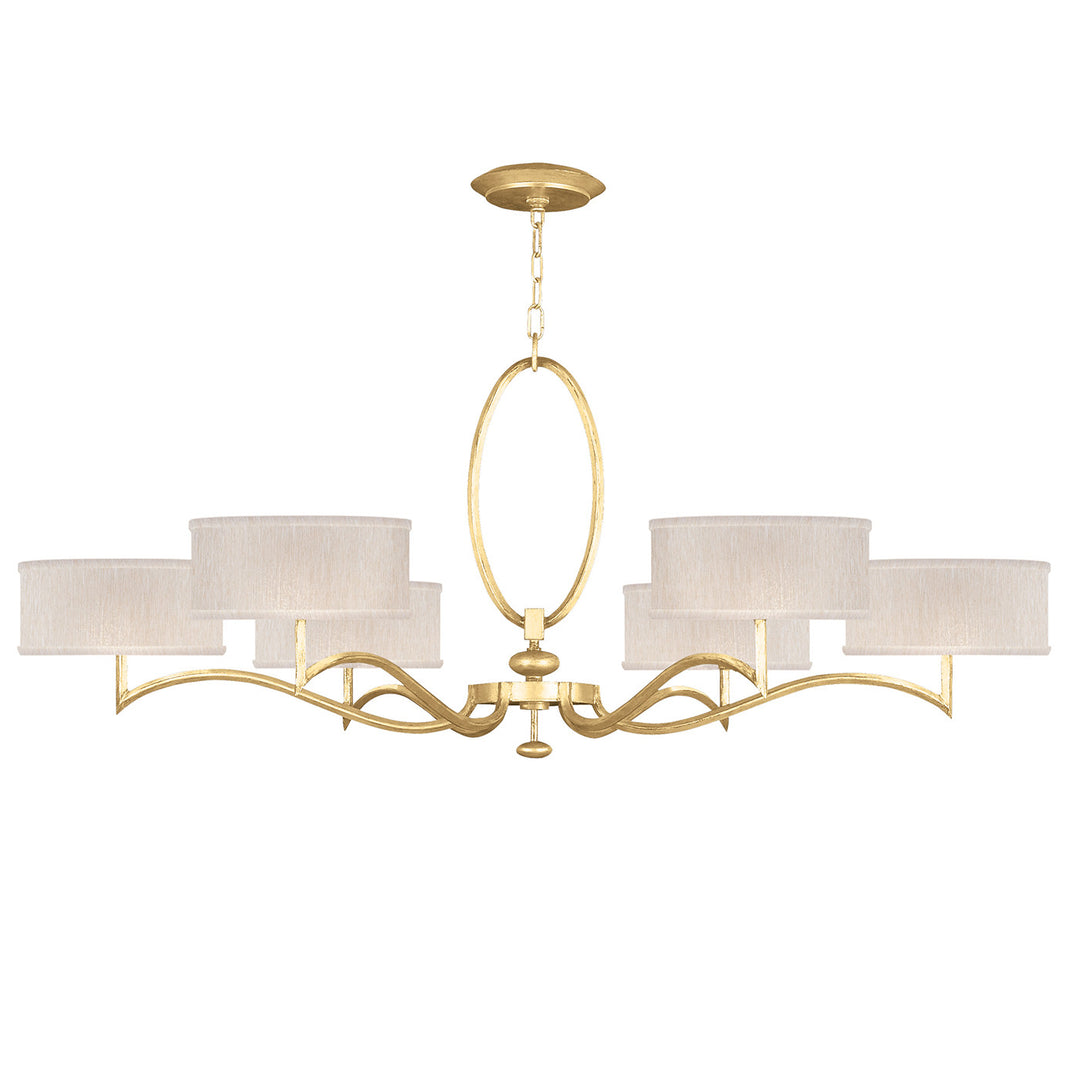 Fine Art Handcrafted Lighting Allegretto 51"W Round Chandelier in Standard Gold Leaf w/Champagne Fabric Shades (771740-SF33)