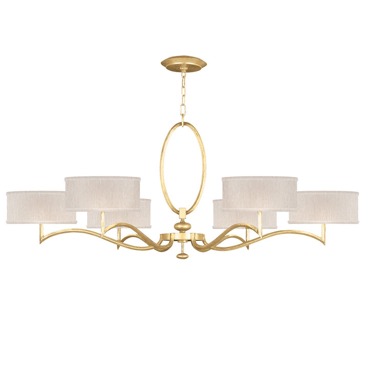 Fine Art Handcrafted Lighting Allegretto 51"W Round Chandelier in Standard Gold Leaf w/Champagne Fabric Shades (771740-SF33)