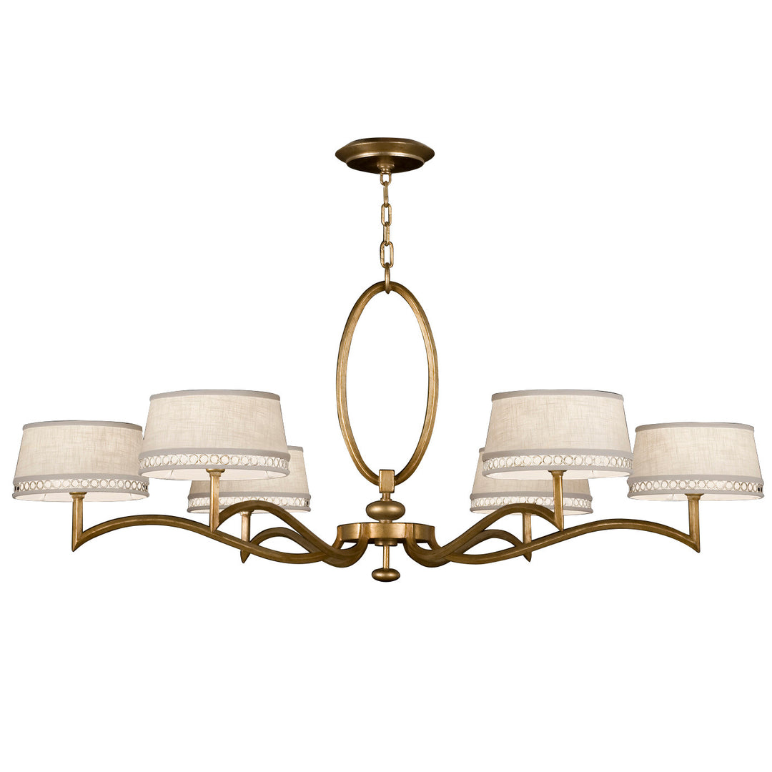 Fine Art Handcrafted Lighting Allegretto 51"W Round Chandelier in Gold Leaf with Brown Highlights w/White Fabric Shades (771740-2ST)