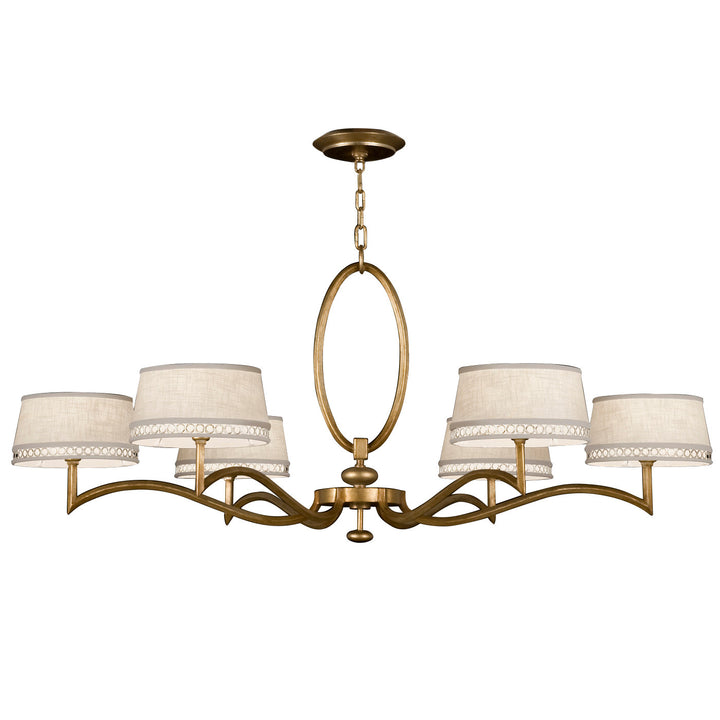 Fine Art Handcrafted Lighting Allegretto 51"W Round Chandelier in Gold Leaf with Brown Highlights w/White Fabric Shades (771740-2ST)