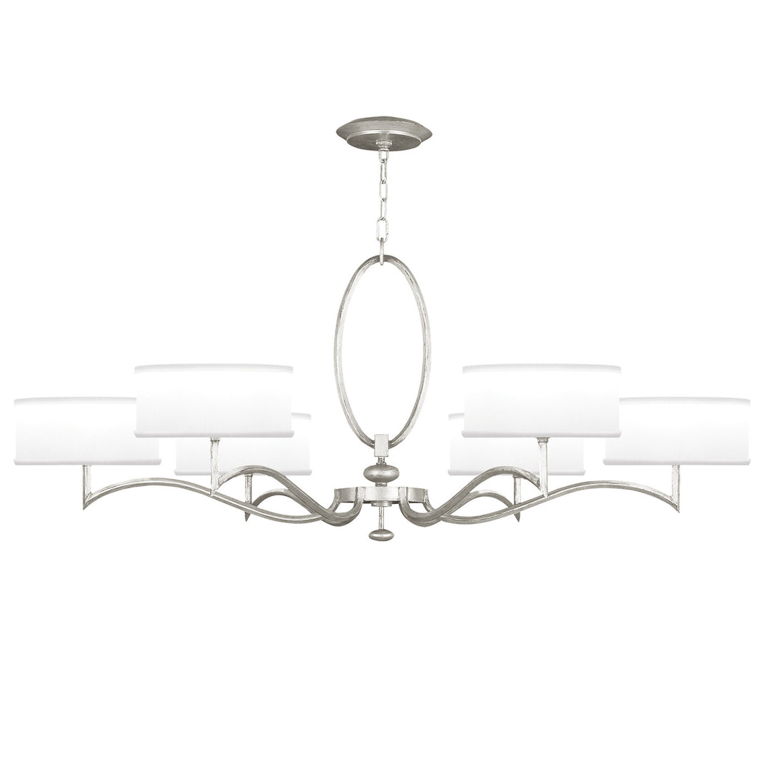 Fine Art Handcrafted Lighting Allegretto 51"W Round Chandelier in Standard Silver Leaf w/White Fabric Shades (771740-SF41)