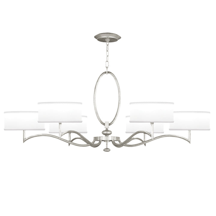 Fine Art Handcrafted Lighting Allegretto 51"W Round Chandelier in Standard Silver Leaf w/White Fabric Shades (771740-SF41)