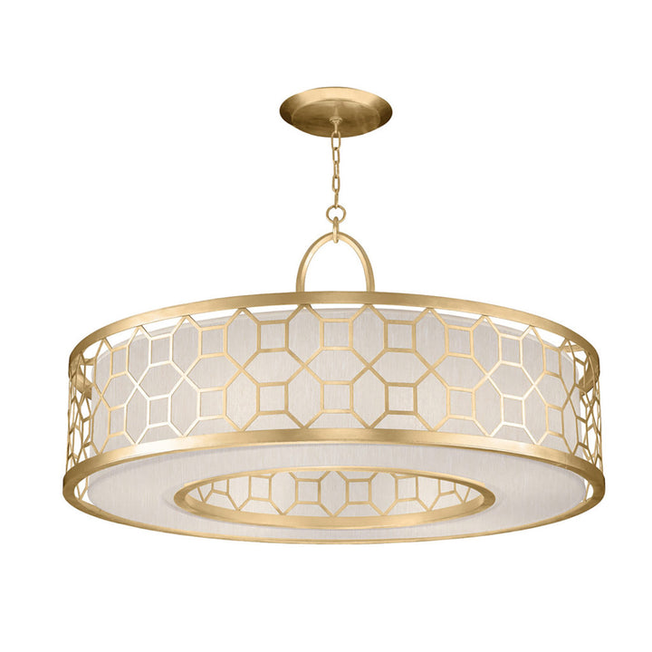 Fine Art Handcrafted Lighting Allegretto 48"W Round Pendant in Standard Gold Leaf w/Champagne Fabric Shade (780340-SF33)