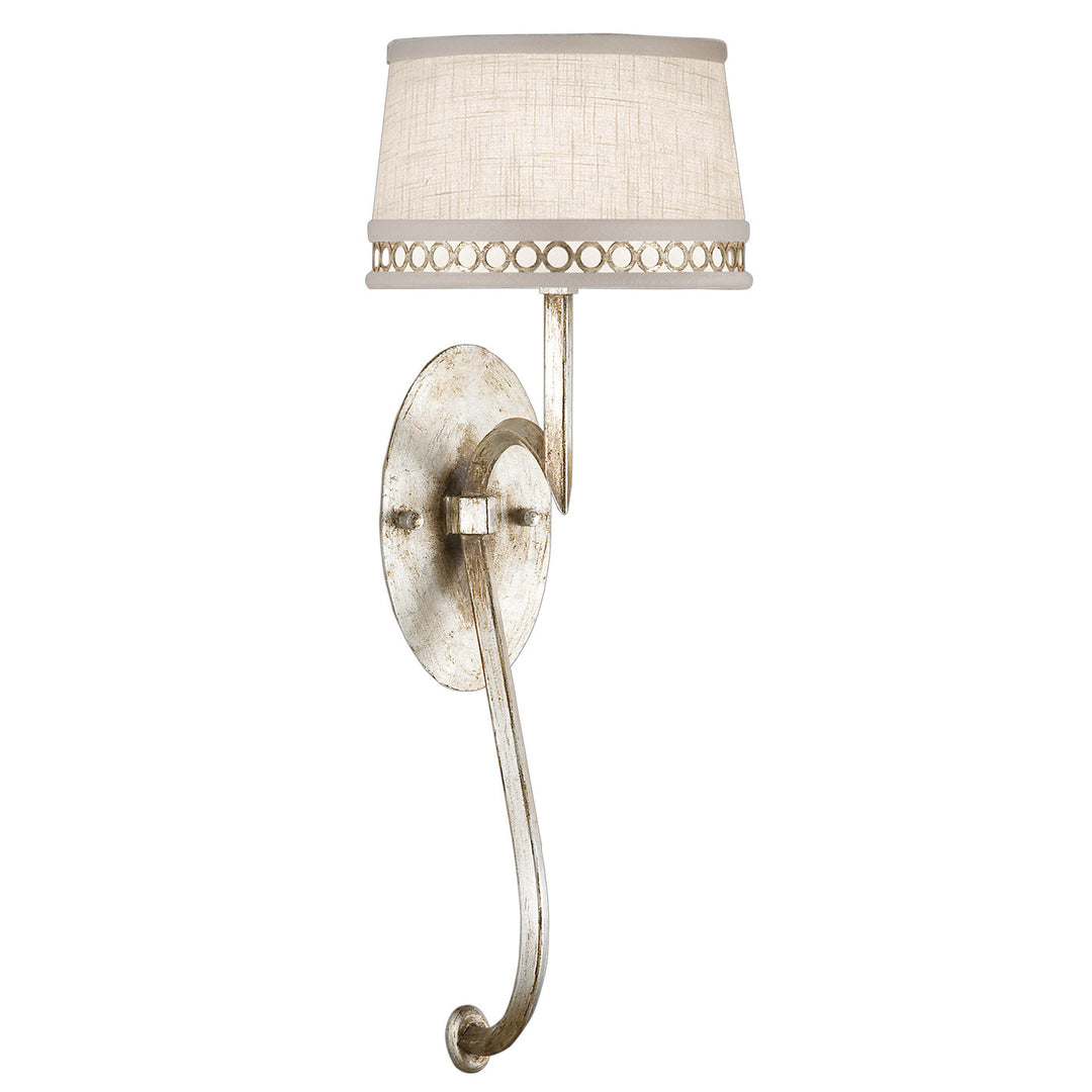 Fine Art Handcrafted Lighting Allegretto 22"H Sconce in Silver Leaf with Brown Highlights w/White Linen Shade (784650ST)