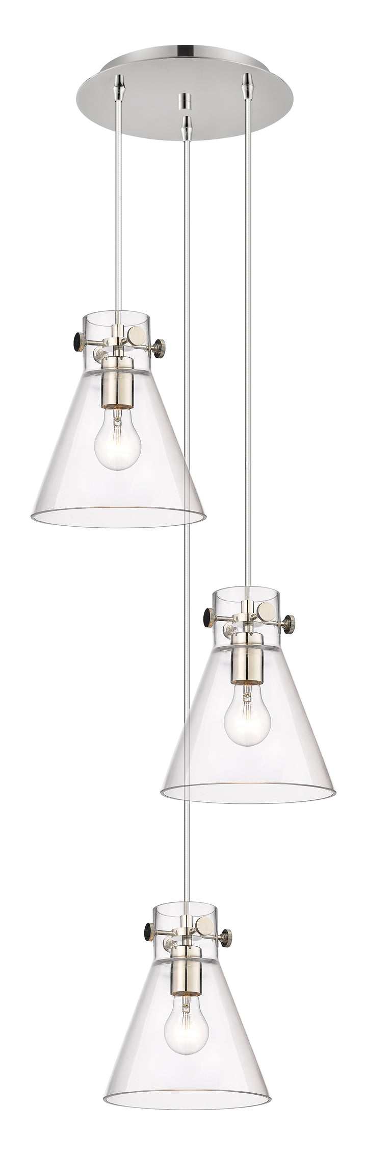 Innovations Lighting Newton Cone 8" Multi Pendant - Polished Nickel