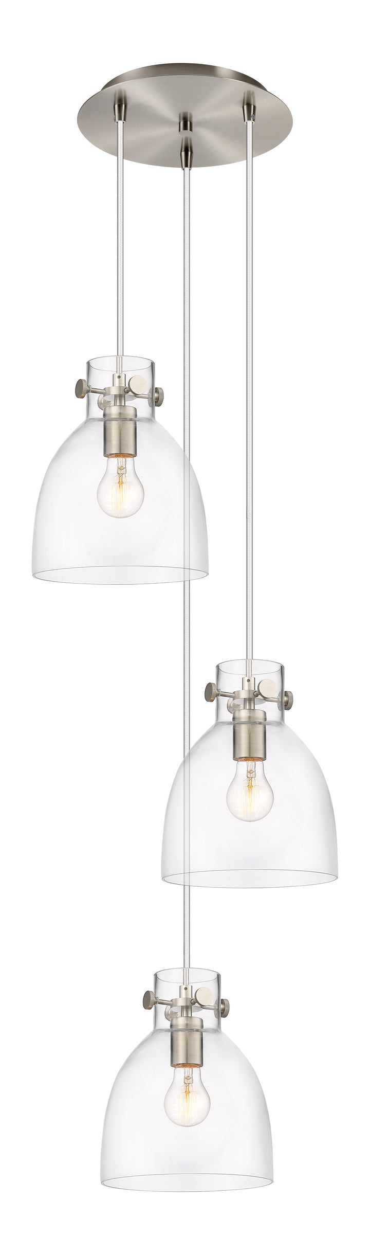 Innovations Lighting Newton Bell 8" Multi Pendant - Brushed Satin Nickel Pendants Innovations Lighting   