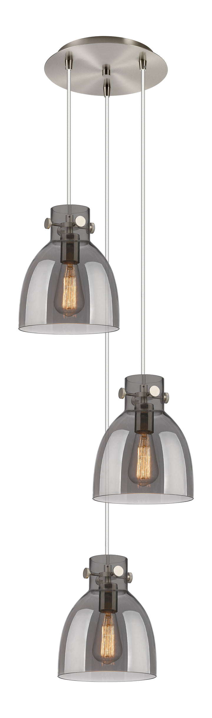 Innovations Lighting Newton Bell 8" Multi Pendant - Brushed Satin Nickel Pendants Innovations Lighting   