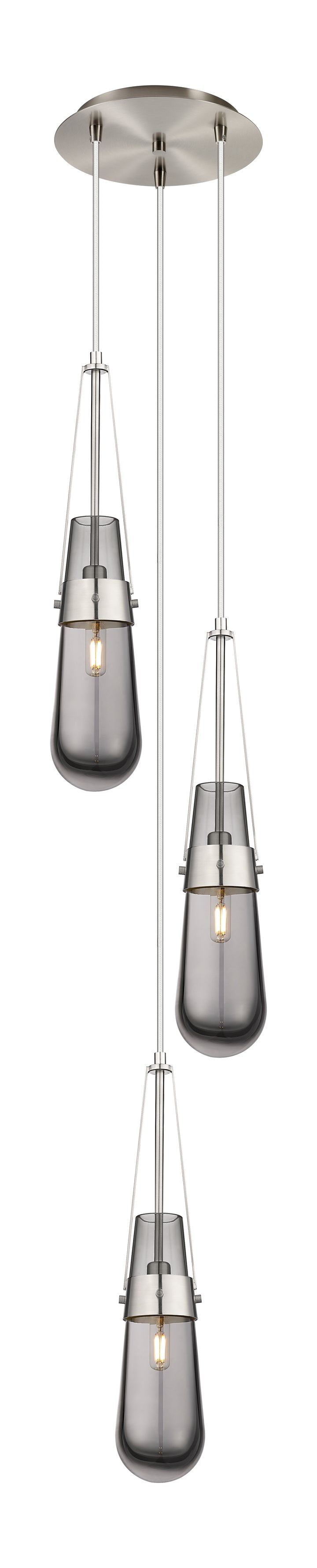 Innovations Lighting Milan 4" Multi Pendant - Brushed Satin Nickel Pendants Innovations Lighting Light Smoke ; Glass Type: Smoked  