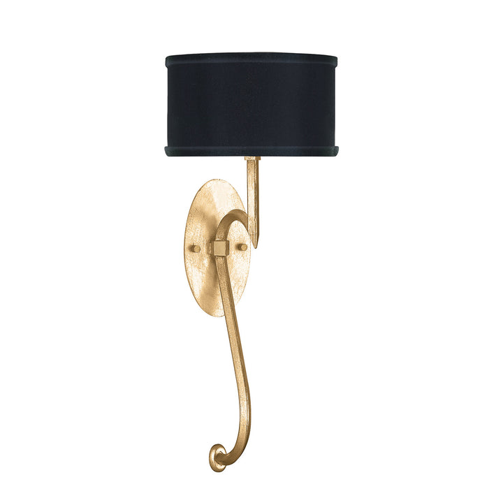Fine Art Handcrafted Lighting Allegretto 22"H Sconce in Standard Gold Leaf w/Black Fabric & Gold Inner Lining Shades (784650-SF34)