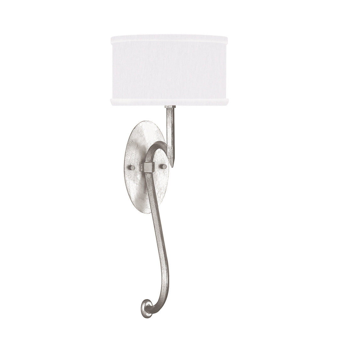 Fine Art Handcrafted Lighting Allegretto 22"H Sconce in Standard Silver Leaf w/White Fabric Shades (784650-SF41)
