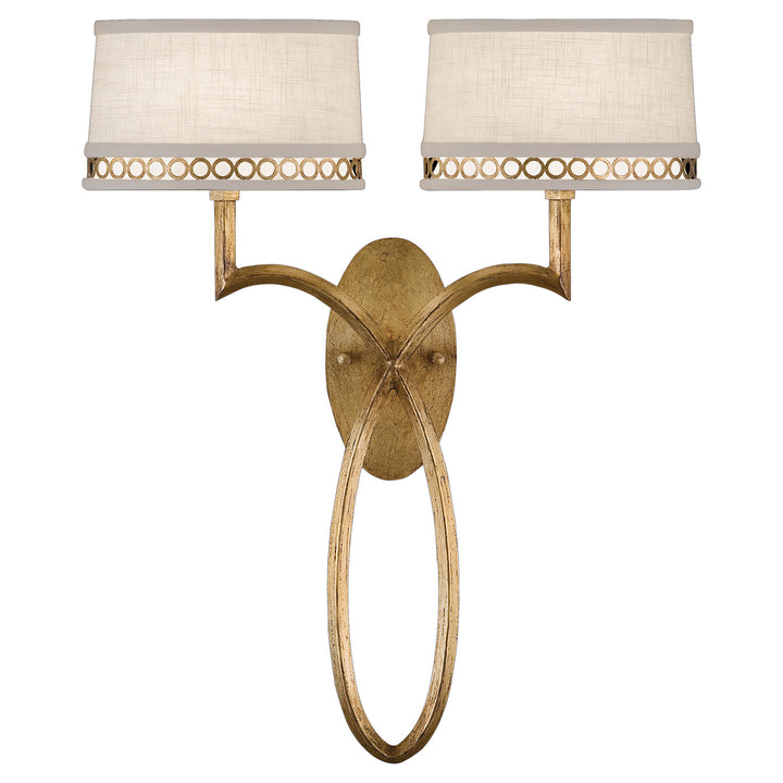 Fine Art Handcrafted Lighting Allegretto 21"H Sconce in Gold Leaf with Brown Highlights w/White Linen Shades (784750-2ST)