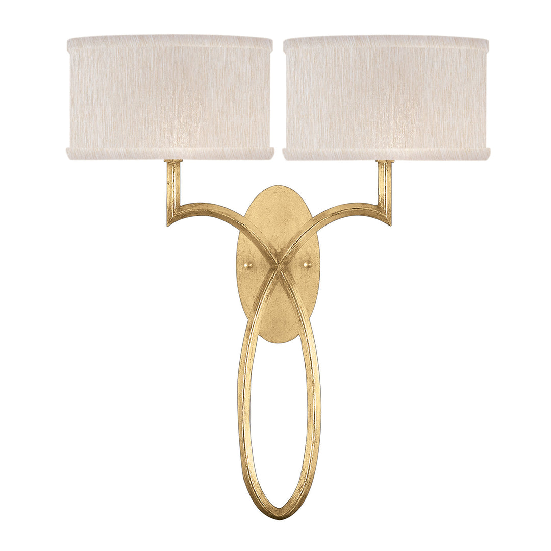 Fine Art Handcrafted Lighting Allegretto 21"H Sconce in Standard Gold Leaf w/Champagne Fabric Shades (784750-SF33)