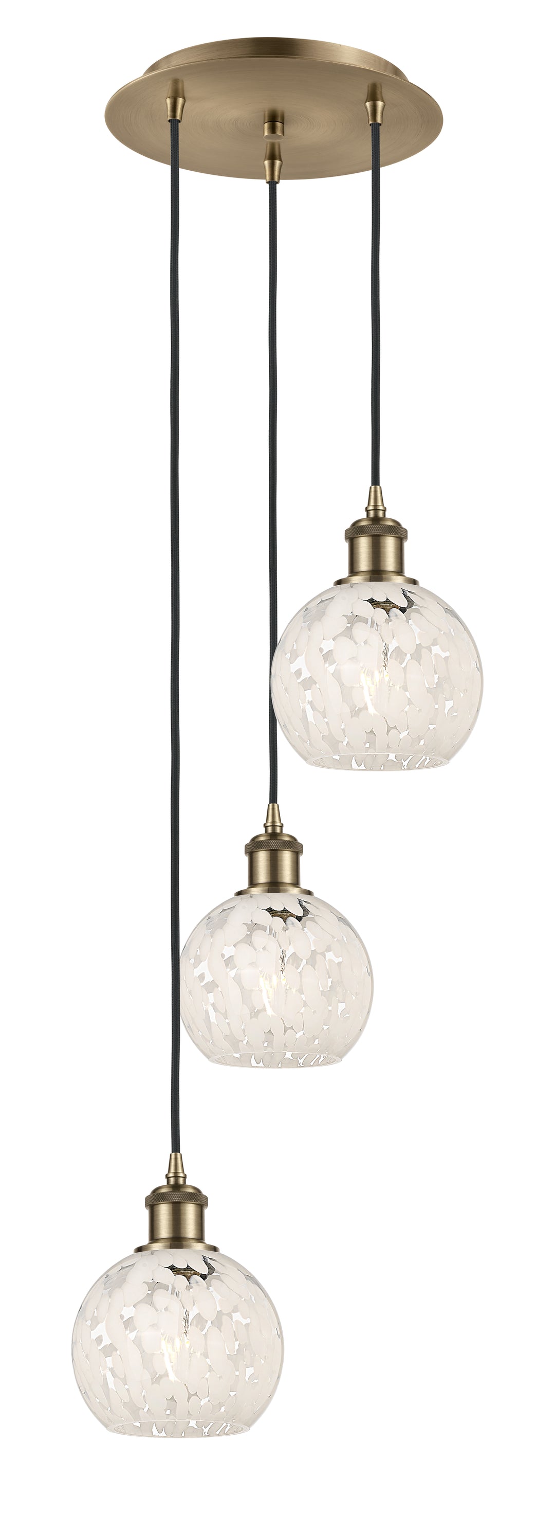 Innovations Lighting White Mouchette 6" Multi Pendant - Antique Brass