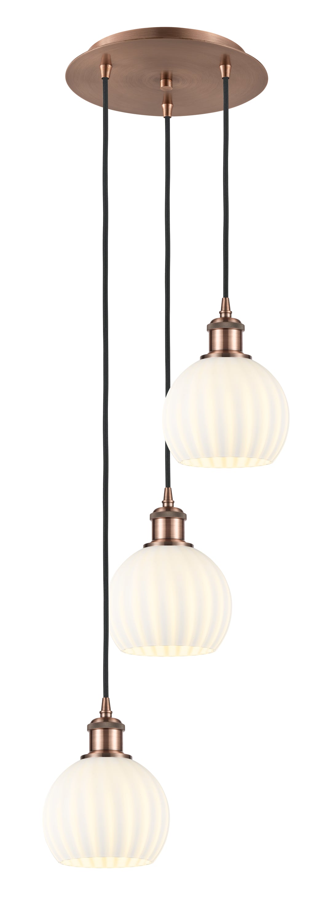 Innovations Lighting White Venetian 6" Multi Pendant - Antique Copper Pendants Innovations Lighting White Venetian ; Glass Type: White  