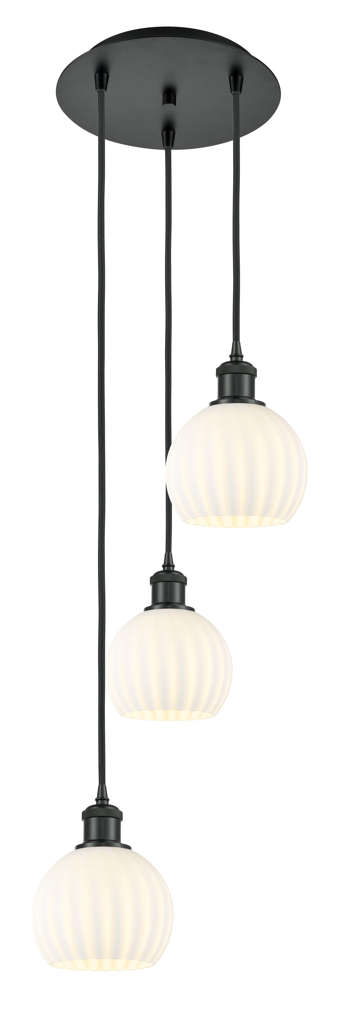 Innovations Lighting White Venetian 6" Multi Pendant - Matte Black Pendants Innovations Lighting White Venetian ; Glass Type: White  